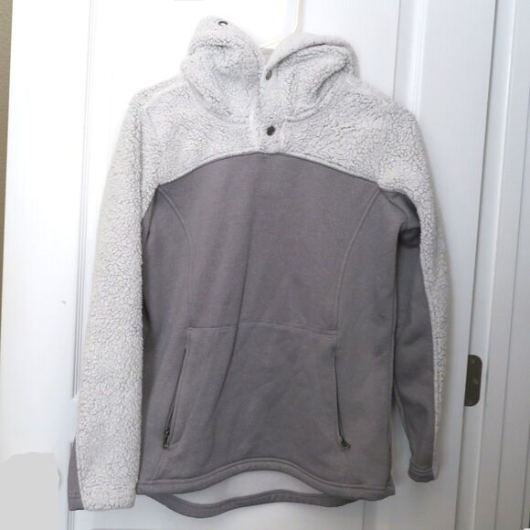 Liv Outdoor Hoodie Kangaroo Pocket Women's Shearling Hood Gorpcore Gray Sz M - Picture 3 of 10